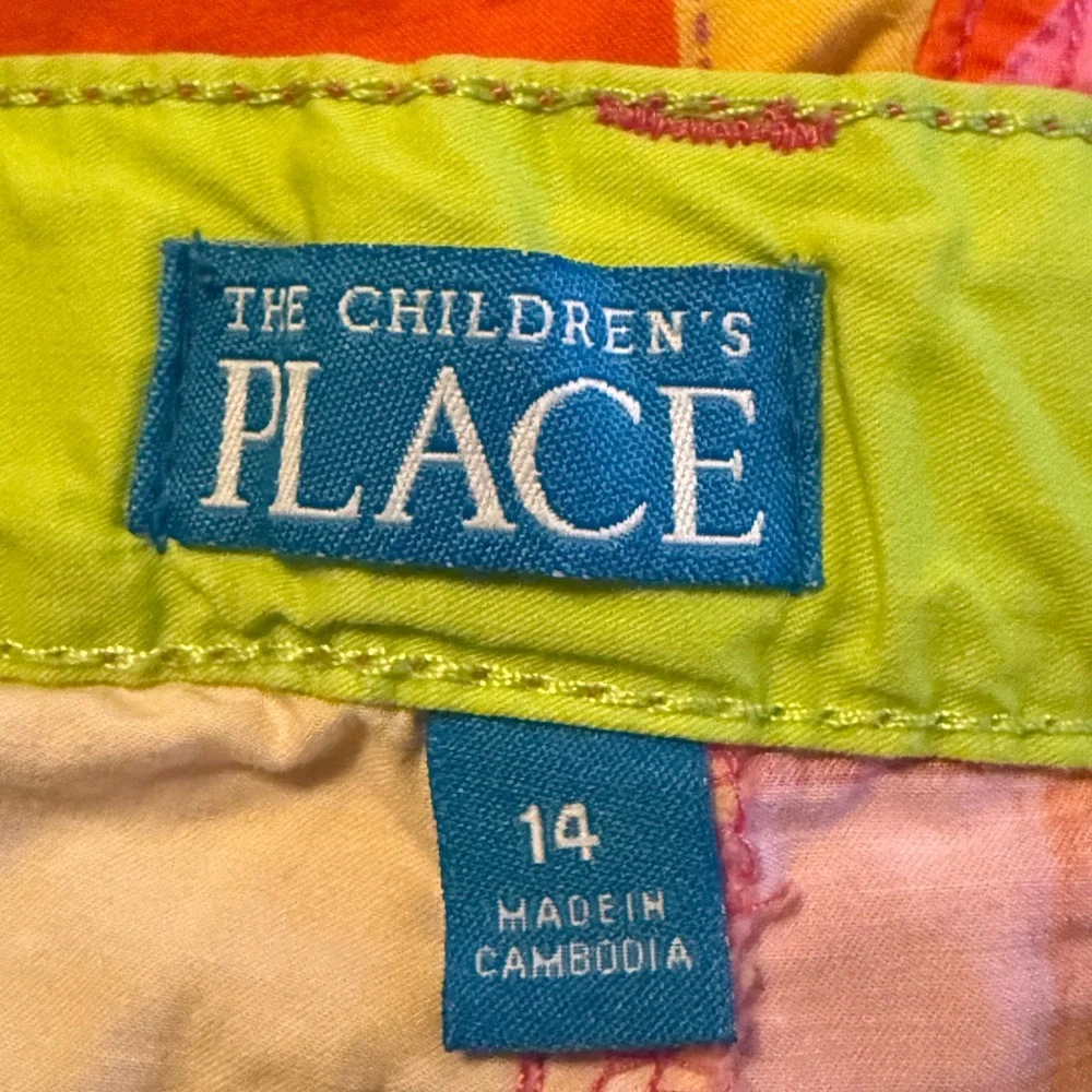 The Children's Place girls' vibrant patchwork shorts. Size 14